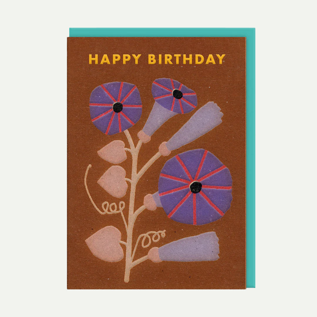 Ohh Deer Brown Floral Birthday Card