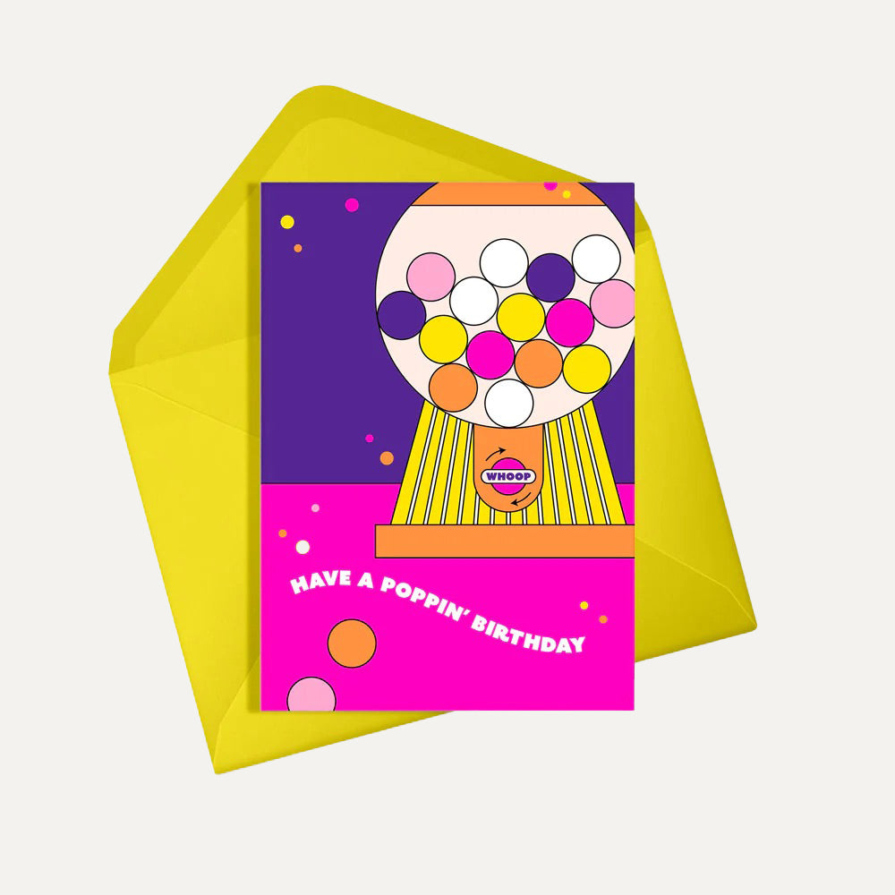 Alphablots Poppin Birthday Bubblegum Neon Card