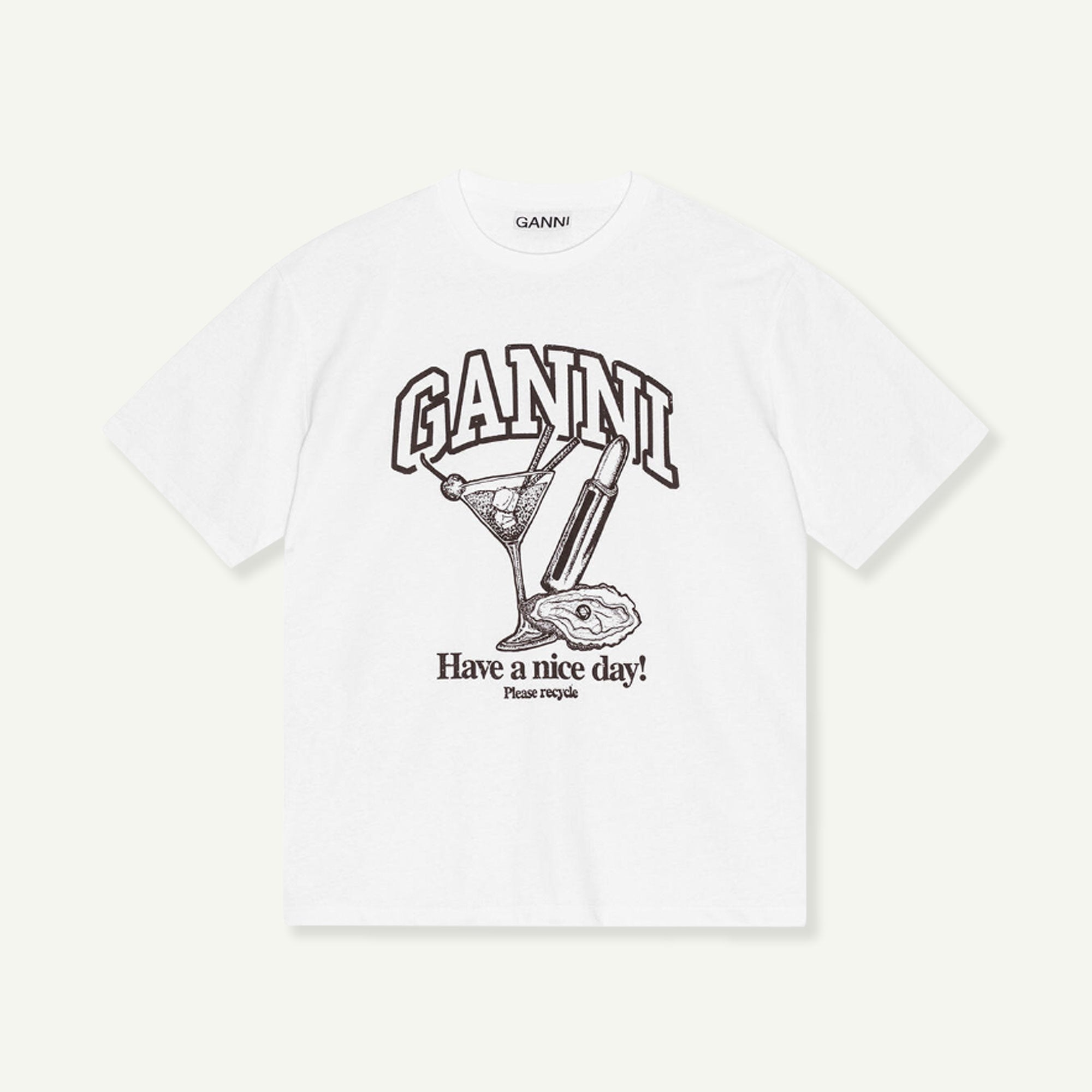 Ganni Bright White Basic Jersey Cocktail Relaxed T-shirt
