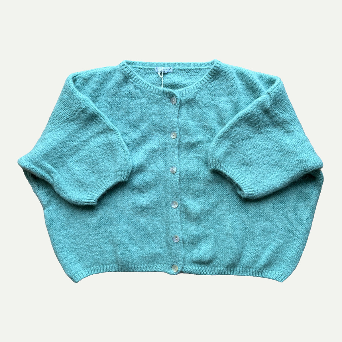 Mint Green Cropped Mohair Cardigan