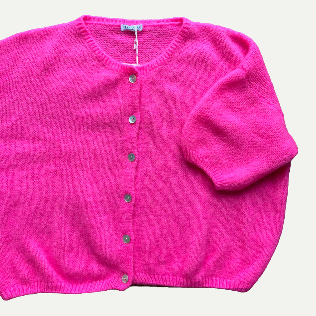 Fluro Pink Cropped Mohair Cardigan