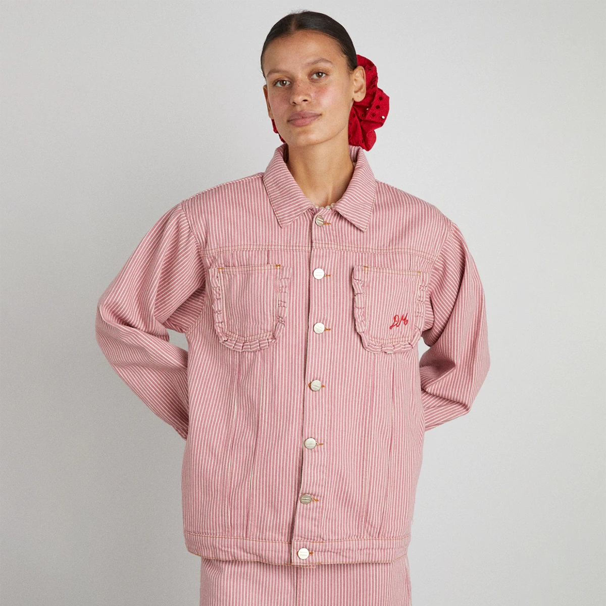 Damson Madder Pink Stripe Frilly Fin Jacket