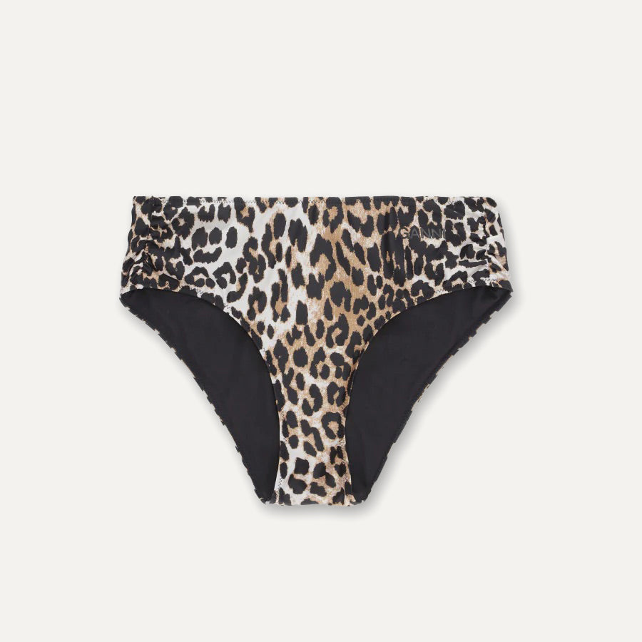 GANNI Leopard Print Mid-Rise Bikini Briefs