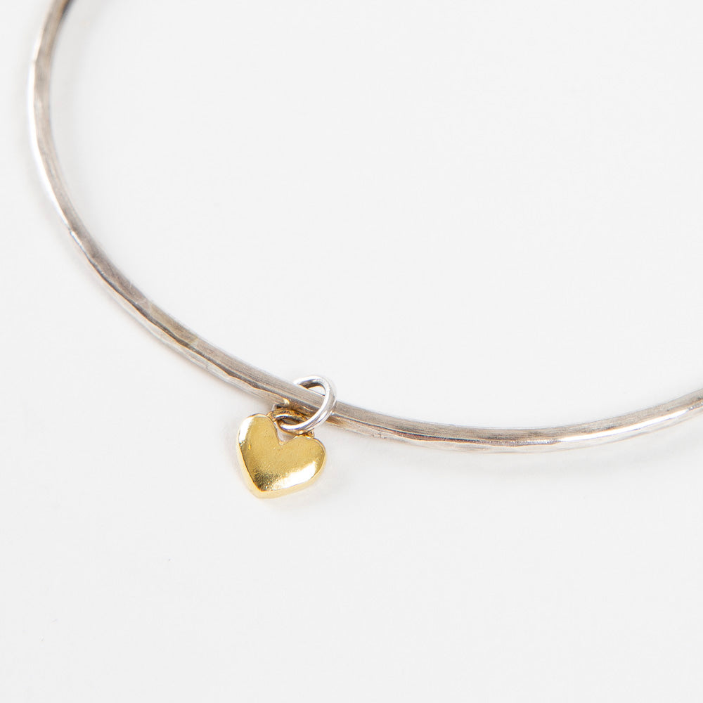 Sophie Harley Plain Bangle with Gold Plated Heart