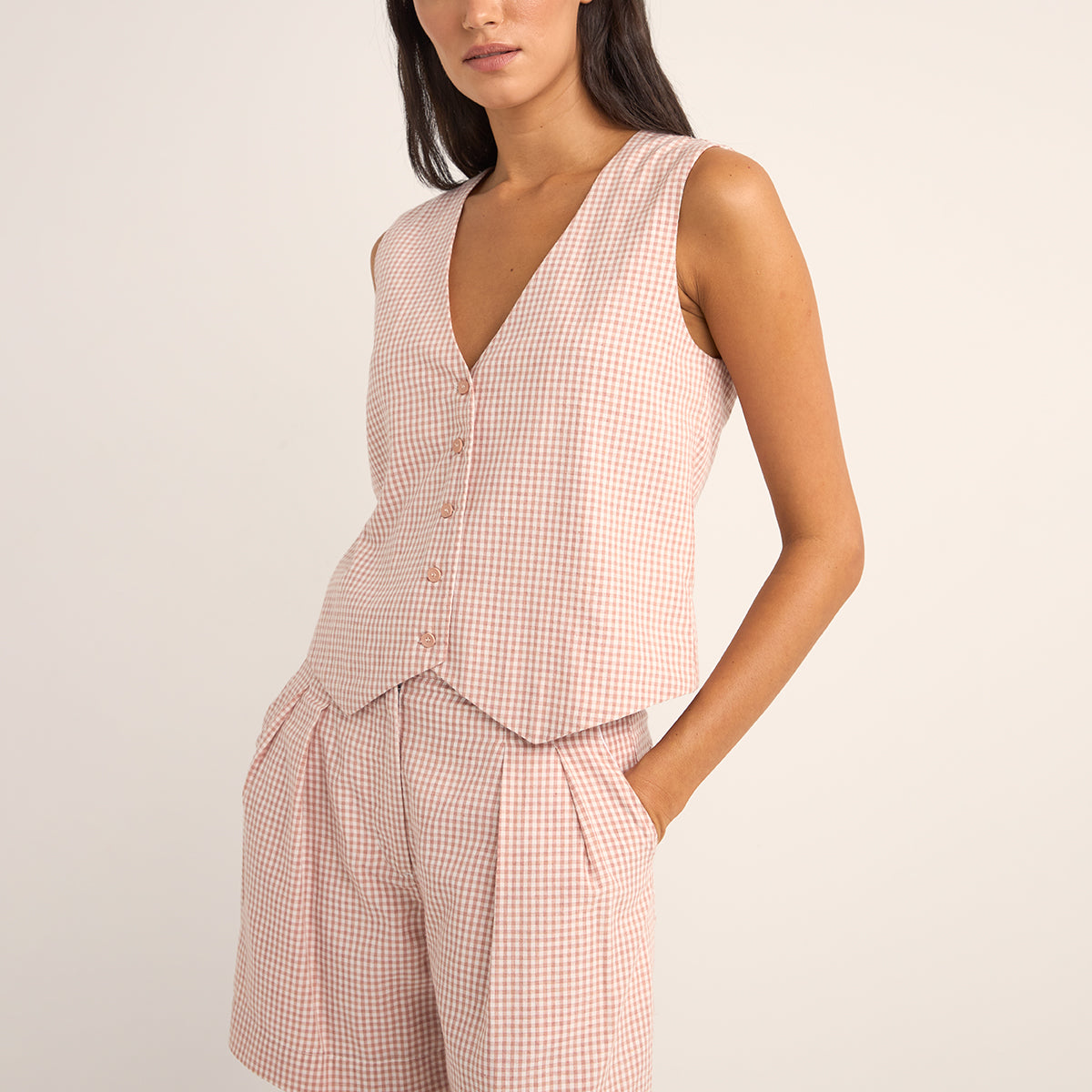Rhythm Dusty Pink Lola Check Vest