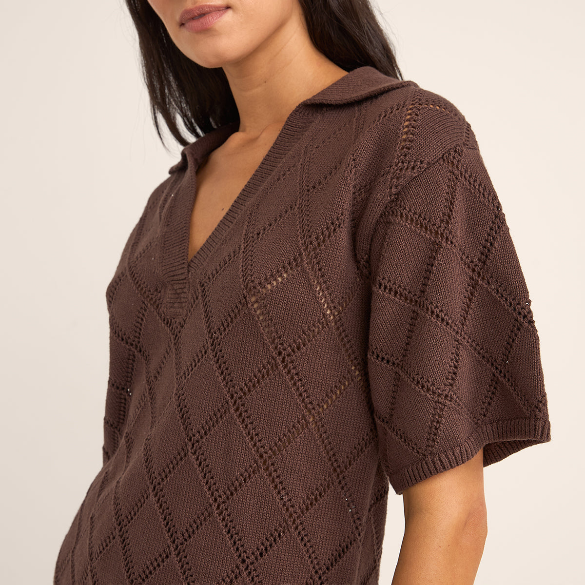 Rhythm Chocolate Islander Colla Knit Shirt
