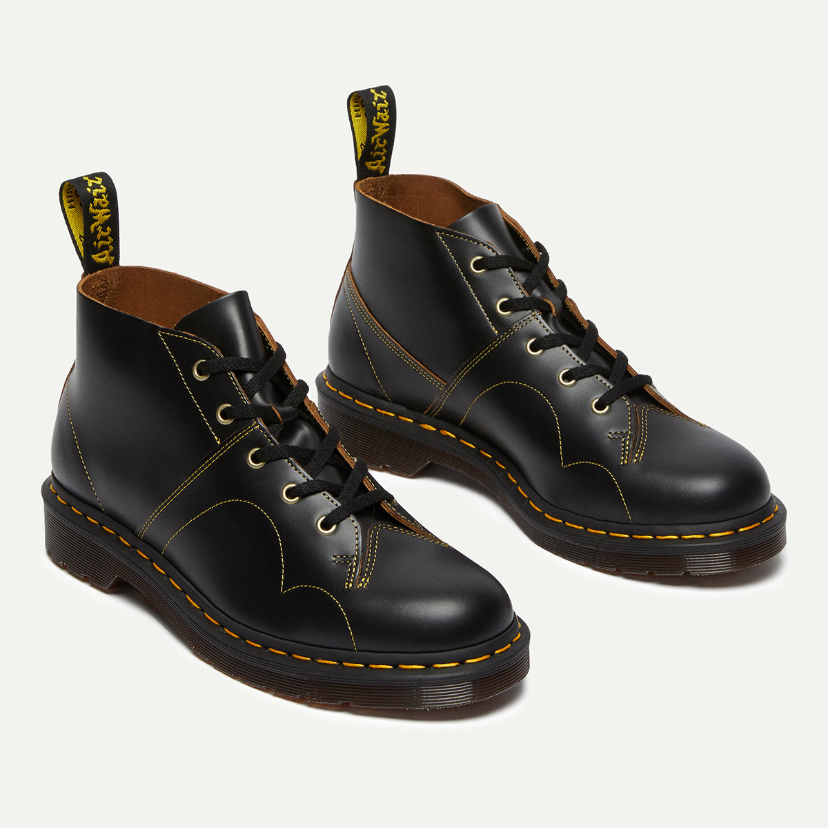 Dr. Martens Men's Black Church Vintage Smooth Leather Monkey Boots