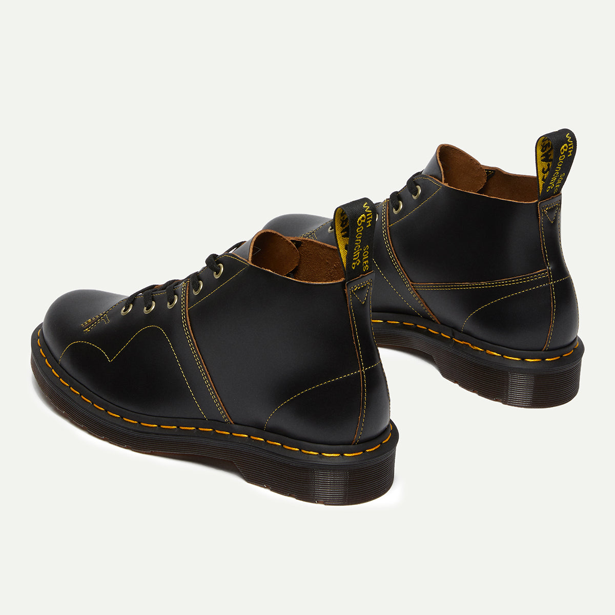 Dr. Martens Men's Black Church Vintage Smooth Leather Monkey Boots