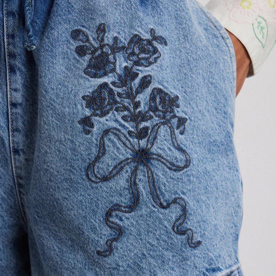 Damson Madder Blue Bow Embroidery Rafe Shorts
