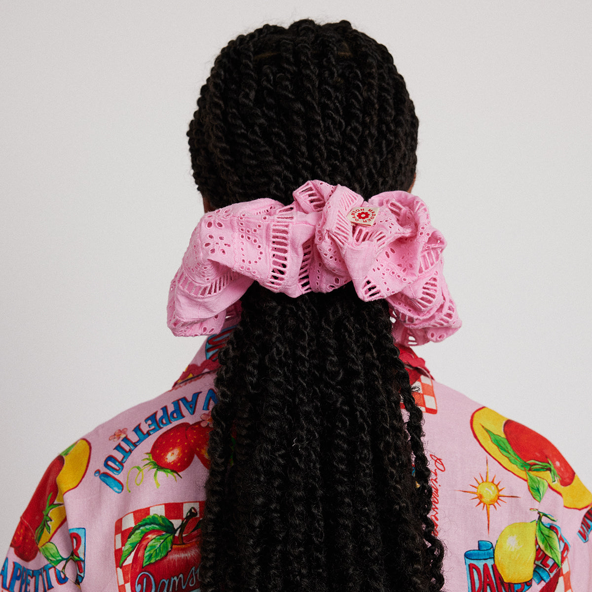 Damson Madder Pink Oversized Embroidery Scrunchie