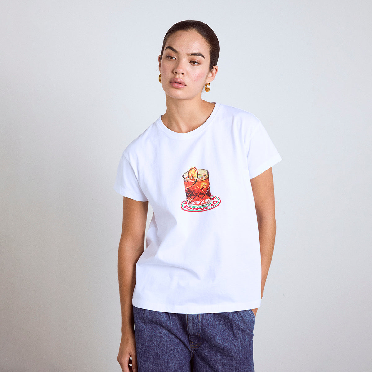 Damson Madder White Negroni Shrunken T-Shirt