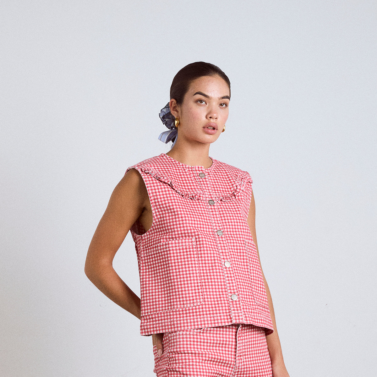 Damson Madder Red Gingham Mari Vest