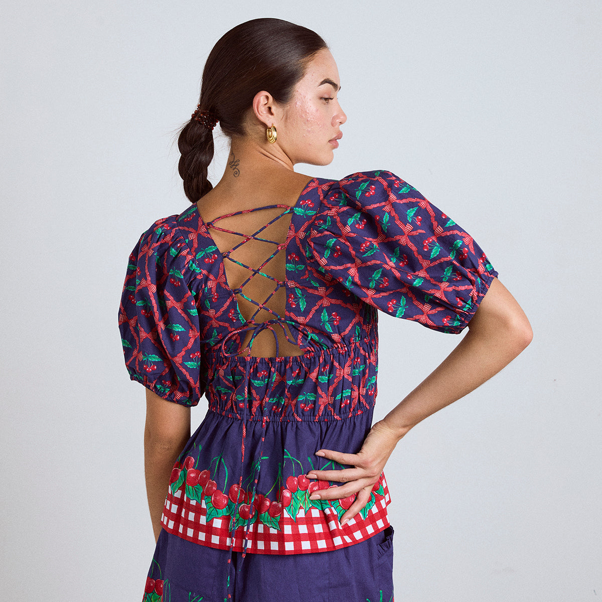 Damson Madder Navy/Red Cherry Pie Allegra Blouse