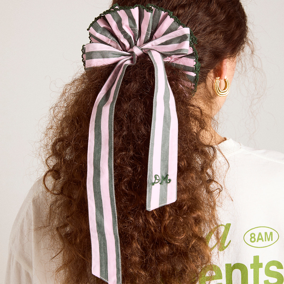 Damson Madder Pink/Green Garter Bun Wrap