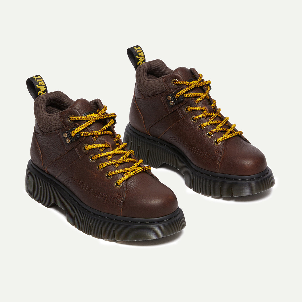 Dr. Martens Dark Brown Grizzly Woodard Leather Lace Up Ankle Boots