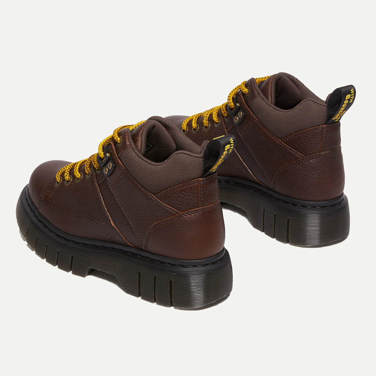 Dr. Martens Dark Brown Grizzly Woodard Leather Lace Up Ankle Boots