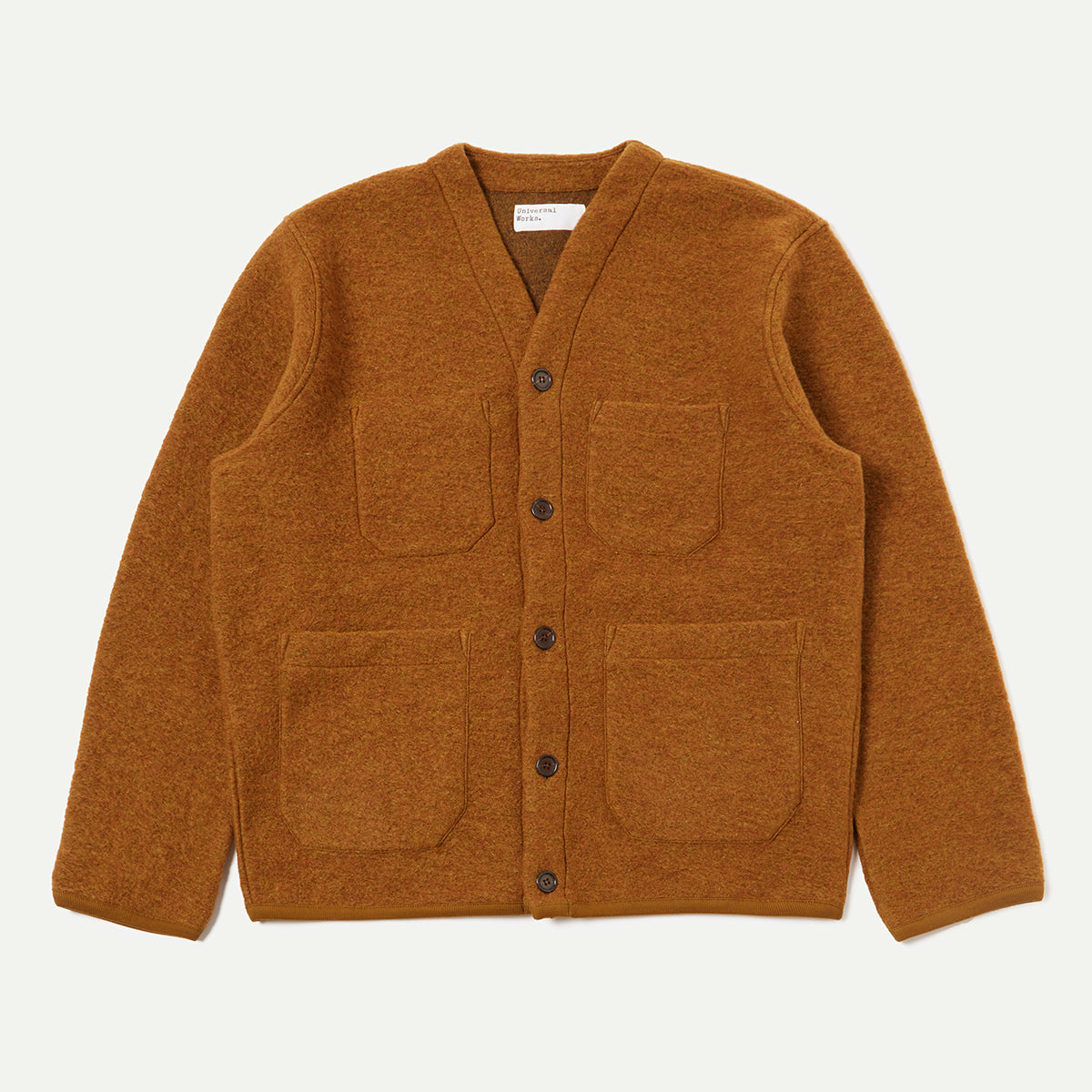 Universal Works Mustard Wool Fleece Cardigan