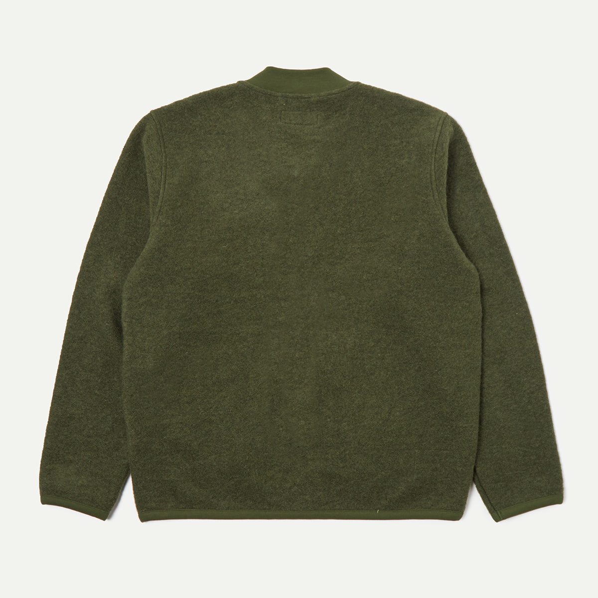 Universal Works Olive Wool Fleece Zip Bomber