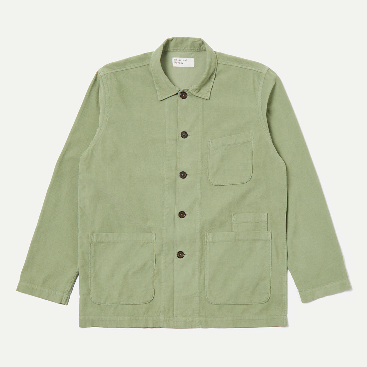 Universal Works Light Olive Fine Cord Bakers Overshirt