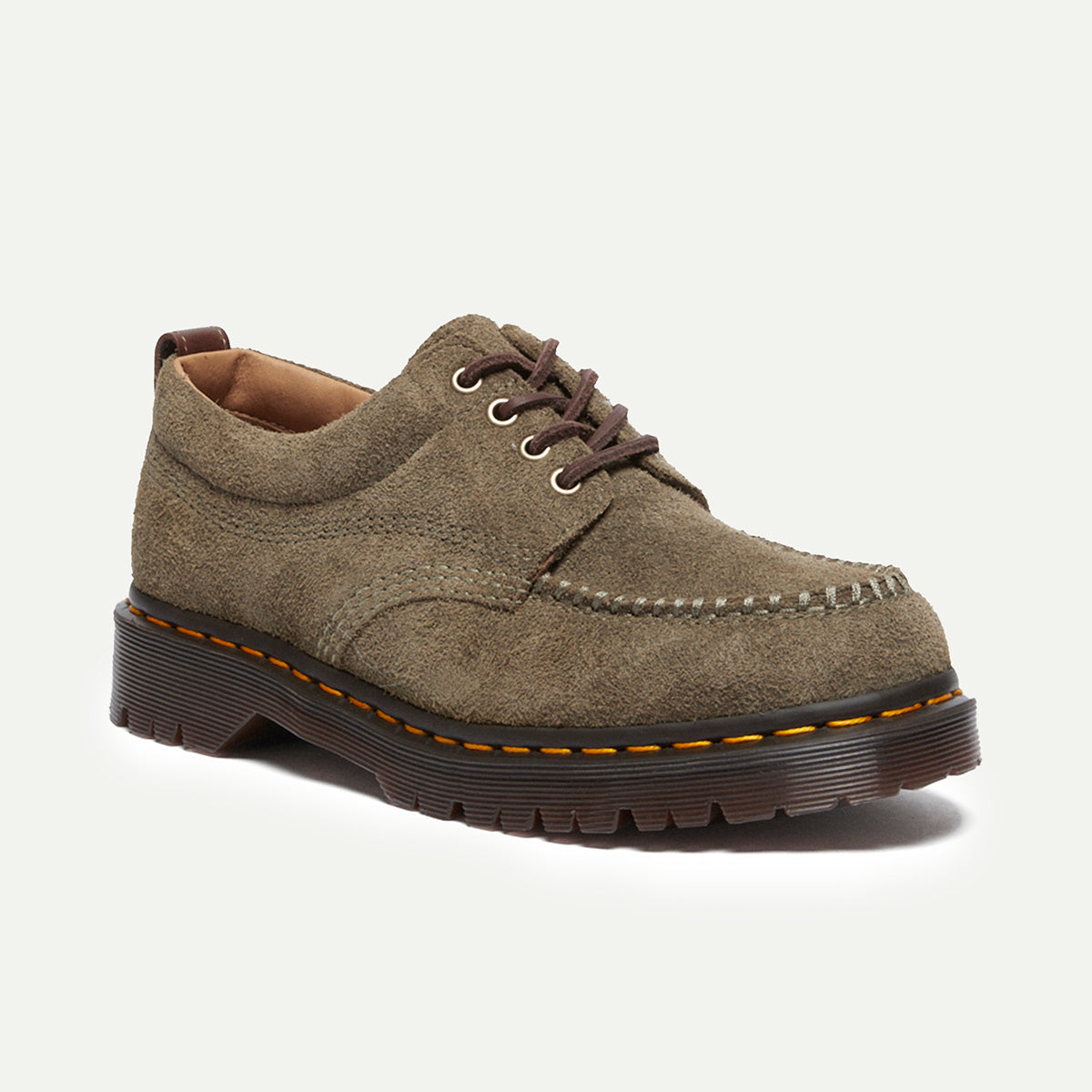 Dr. Martens Men's Olive/Dark Brown Hairy Suede Lowell Shoe