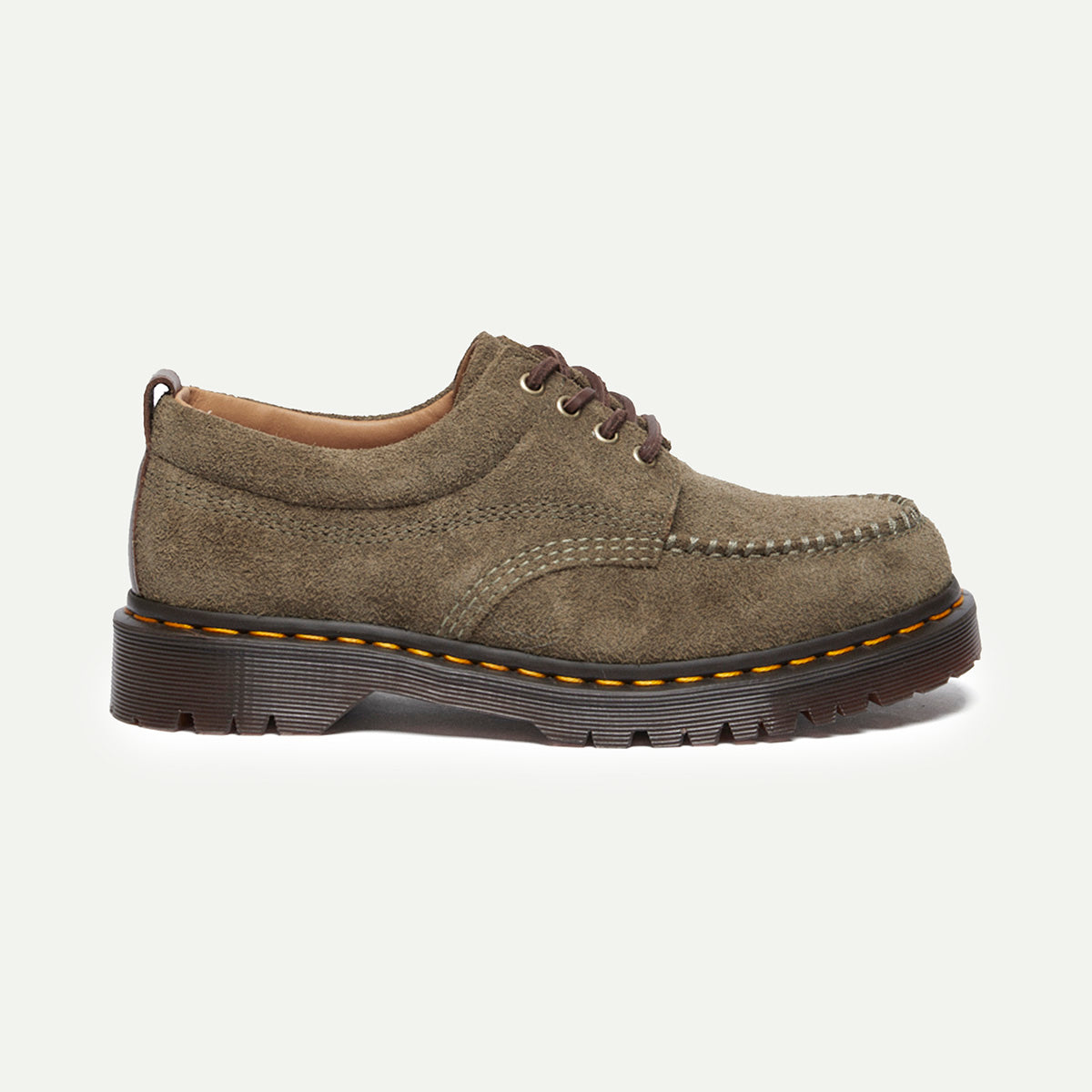 Dr. Martens Men's Olive/Dark Brown Hairy Suede Lowell Shoe