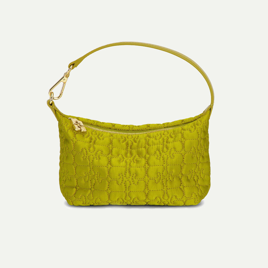 Ganni Olive Butterfly Small Satin Pouch