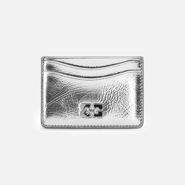 GANNI Silver Metallic Bou Card Holder