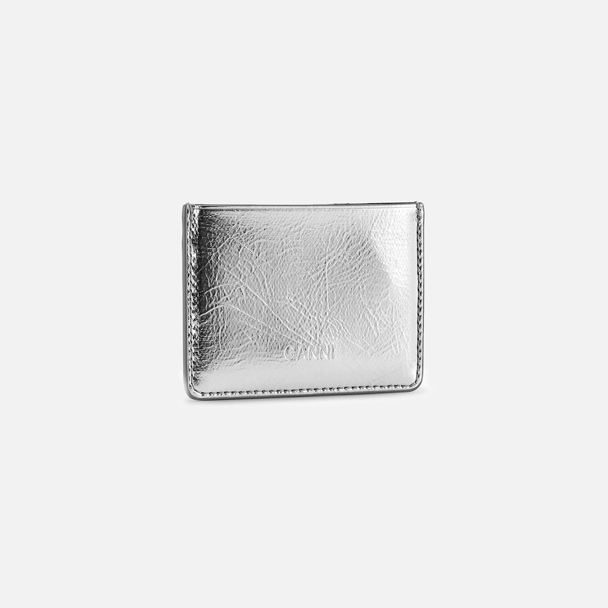 GANNI Silver Metallic Bou Card Holder