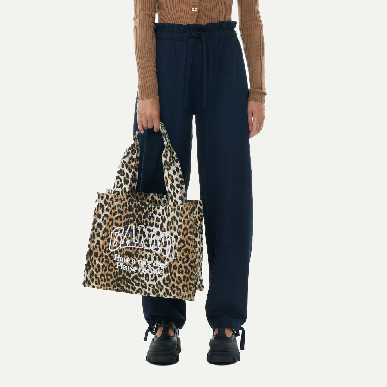 Ganni Leopard Print Small Easy Shopper