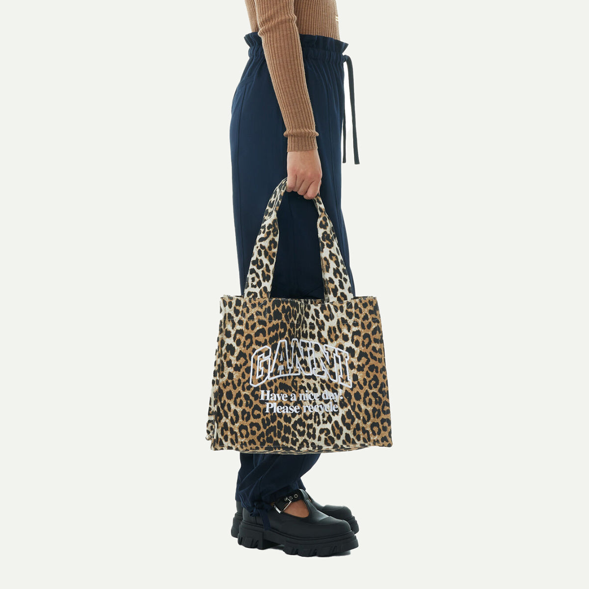 Ganni Leopard Print Small Easy Shopper