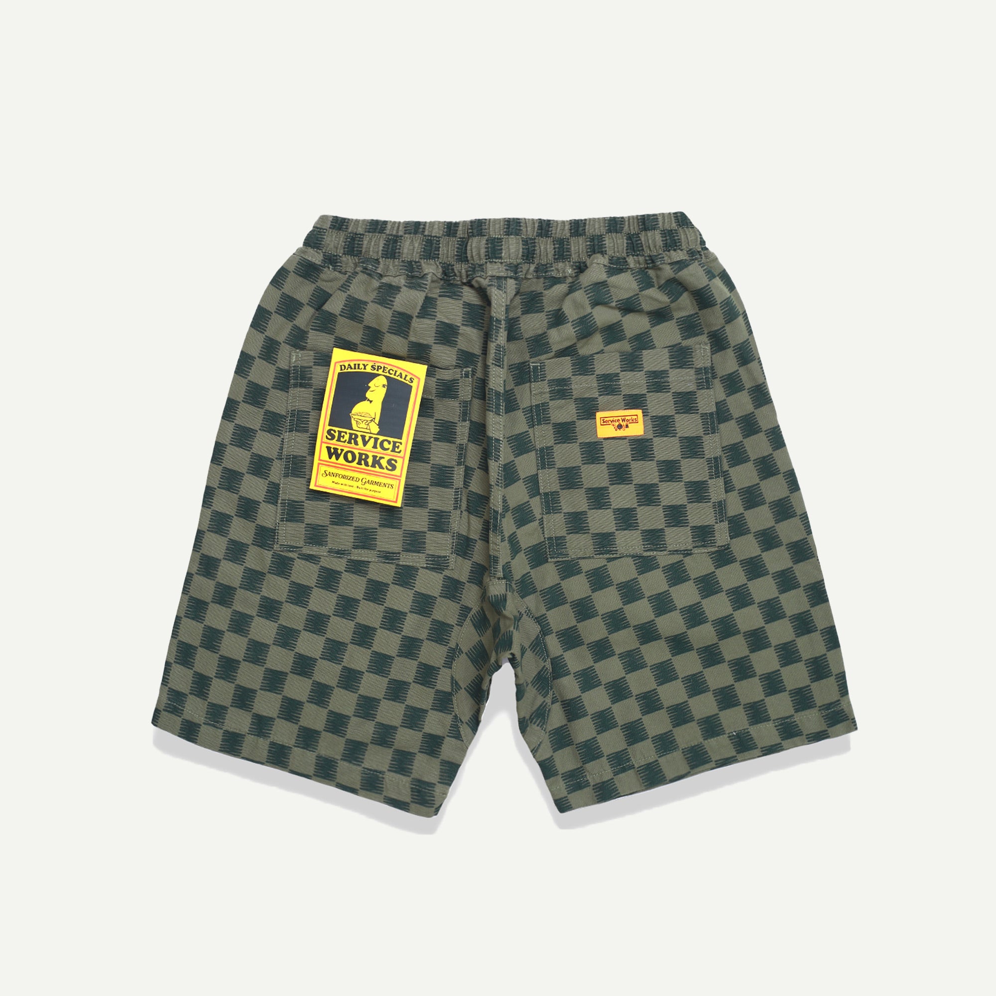 Service Works Green Checker Canvas Chef Shorts