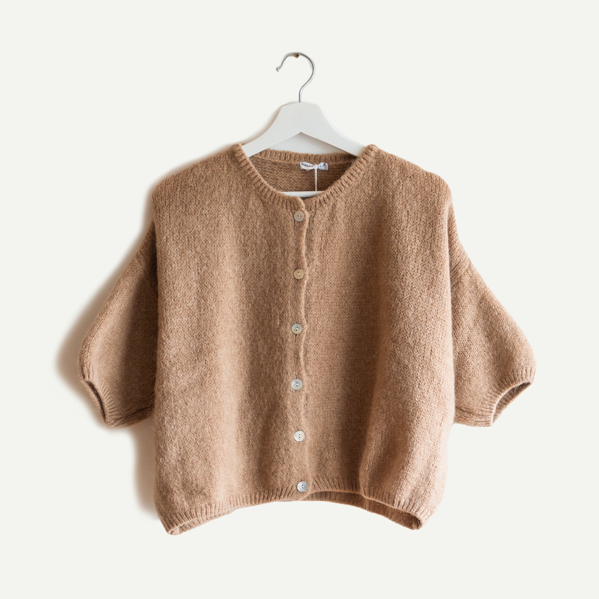 Camel cropped cardigan best sale