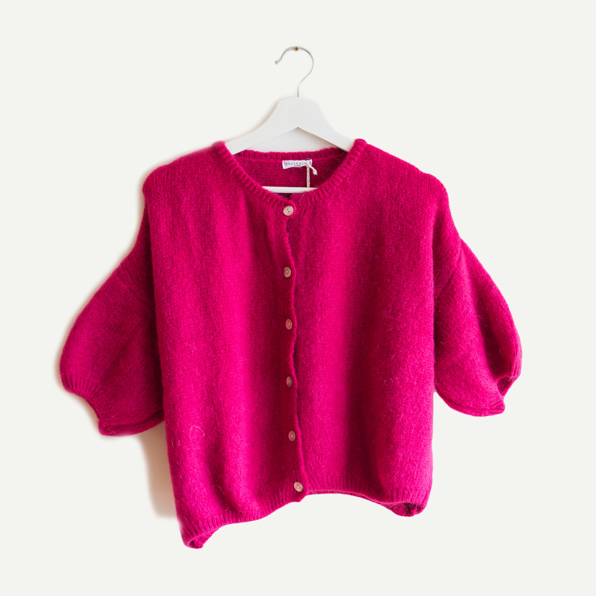 Cerise Cropped Mohair Cardigan