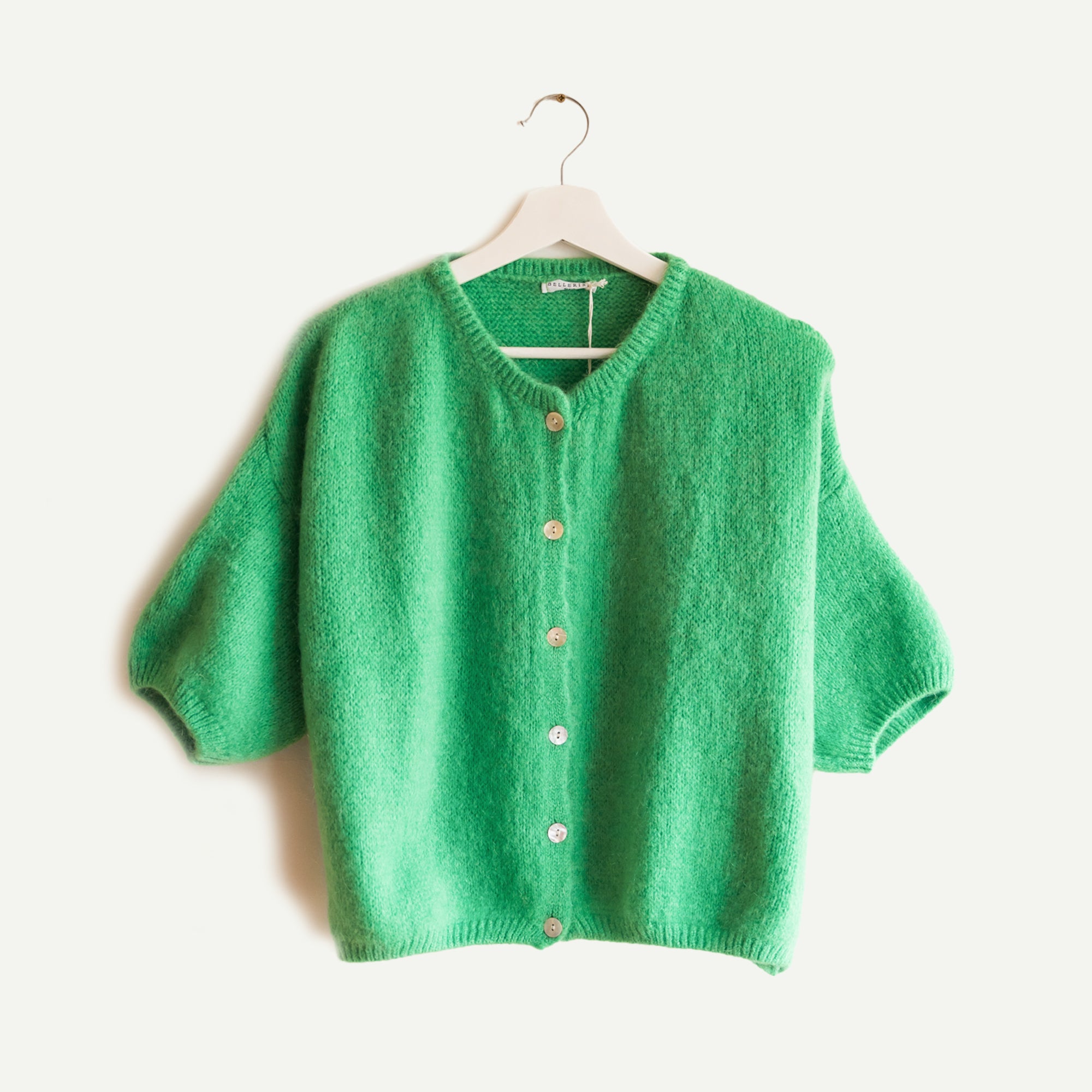 Green Cropped Mohair Cardigan