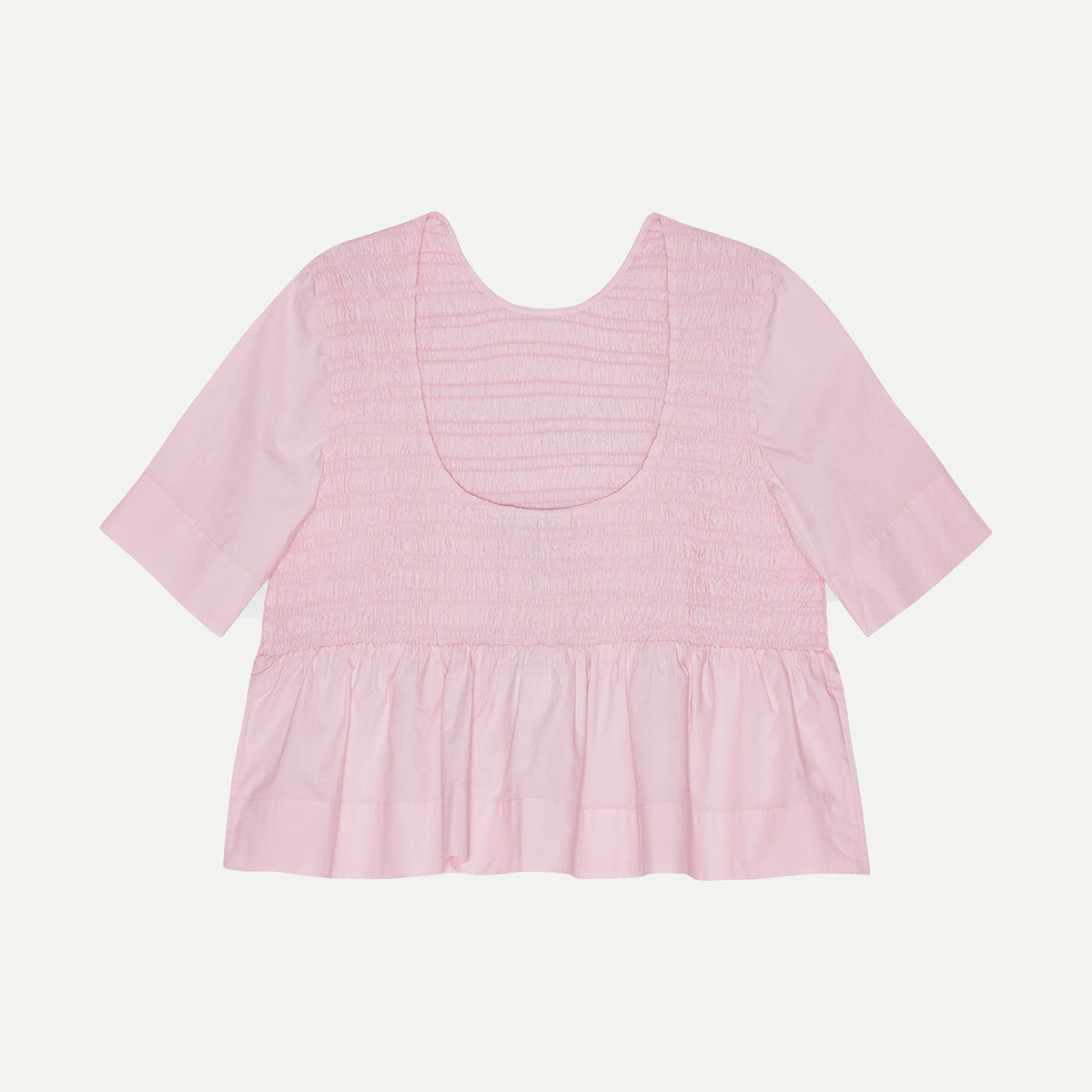 GANNI Chalk Pink Cotton Poplin Open Back Smock Blouse