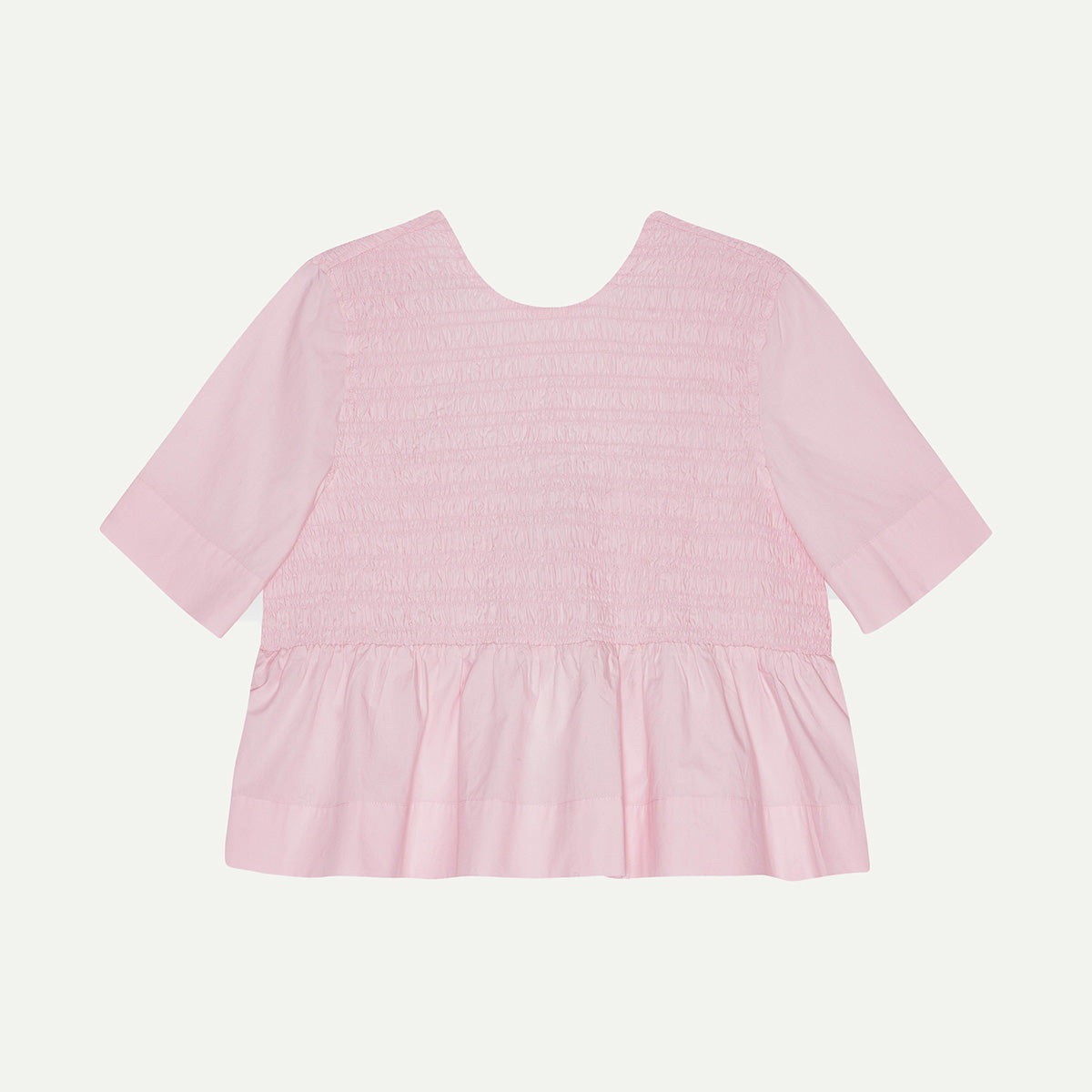 GANNI Chalk Pink Cotton Poplin Open Back Smock Blouse