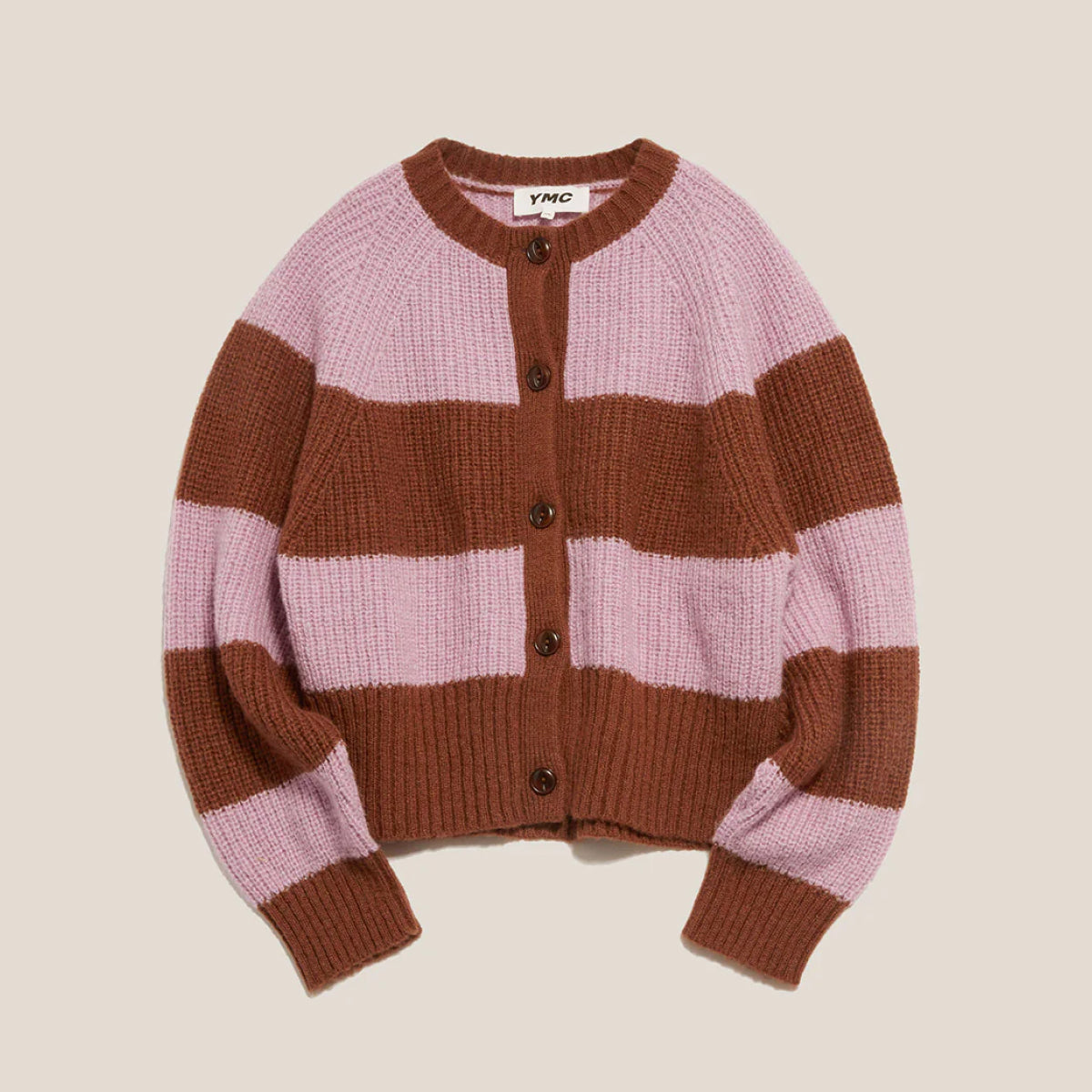 YMC Brown/Pink Stripe Foxtail Cardigan