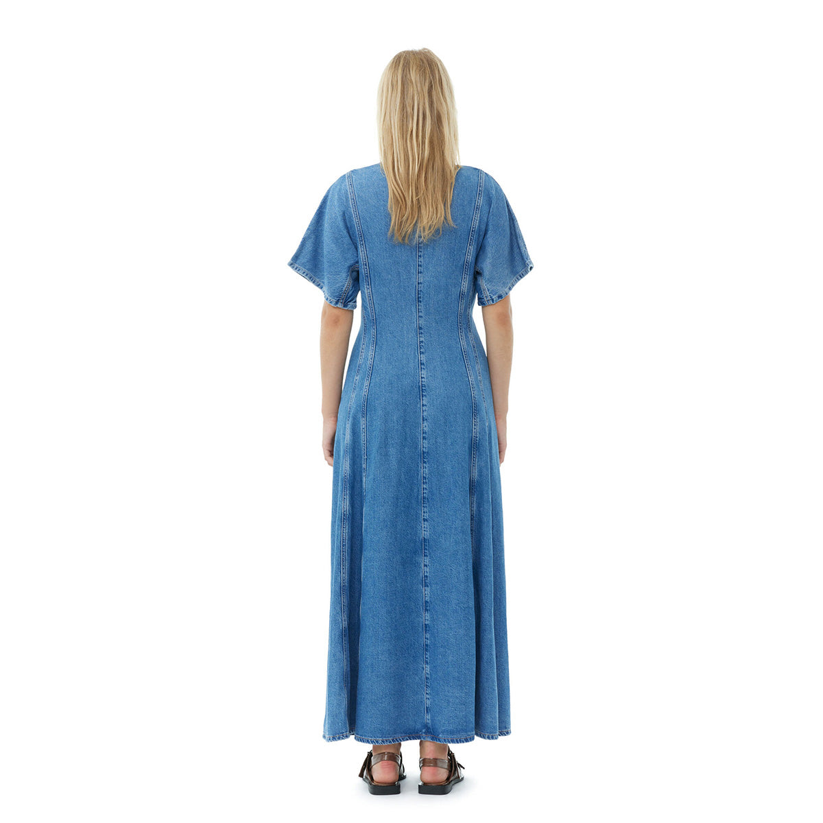 GANNI Mid Blue Stone Future Denim Maxi Dress