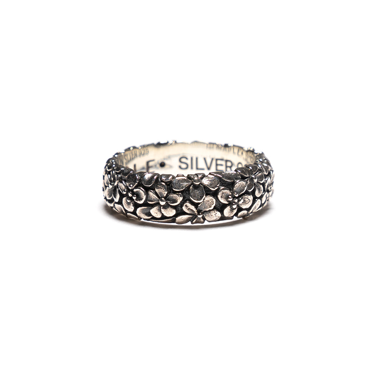 Maple Silver Floral Band Ring