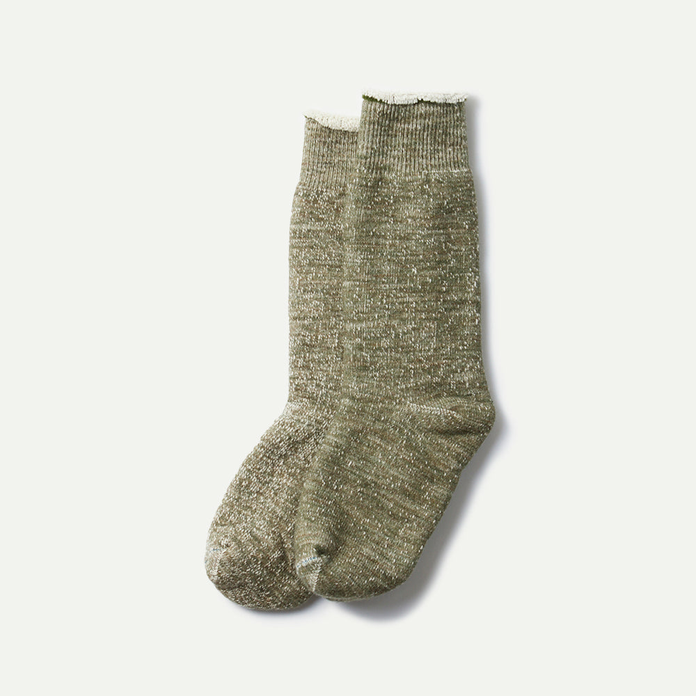 Rototo Army Green Double Face Crew Socks'