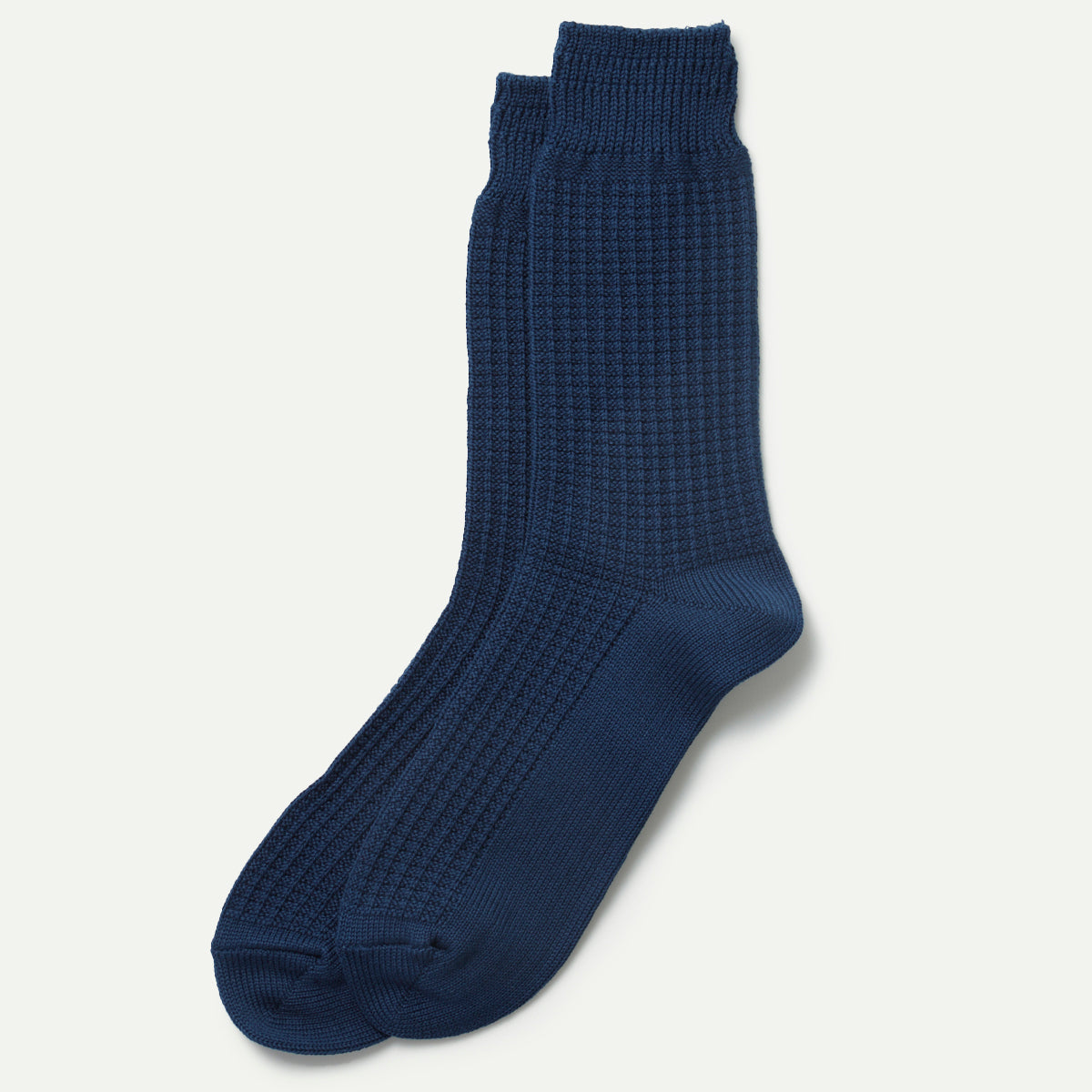 Rototo Dull Blue Waffle Crew Socks