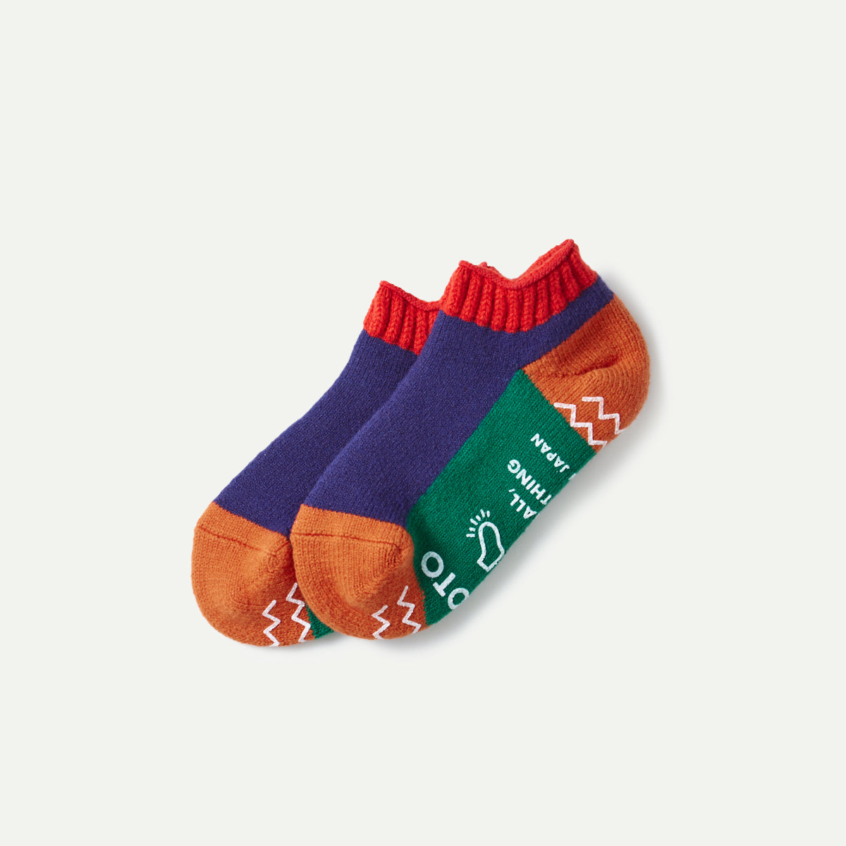 Rototo Red/Navy Blue Pile Slipper Socks