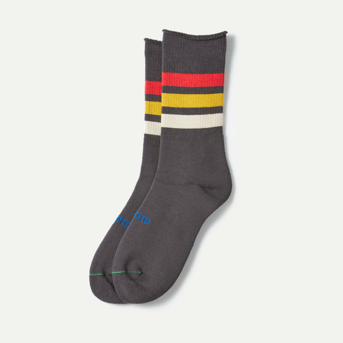 Rototo P.E. Fine Pile Striped Crew Socks
