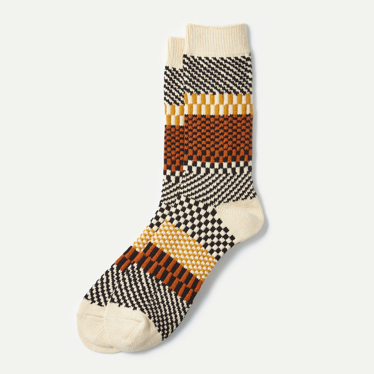 Rototo Black Check & Step Socks