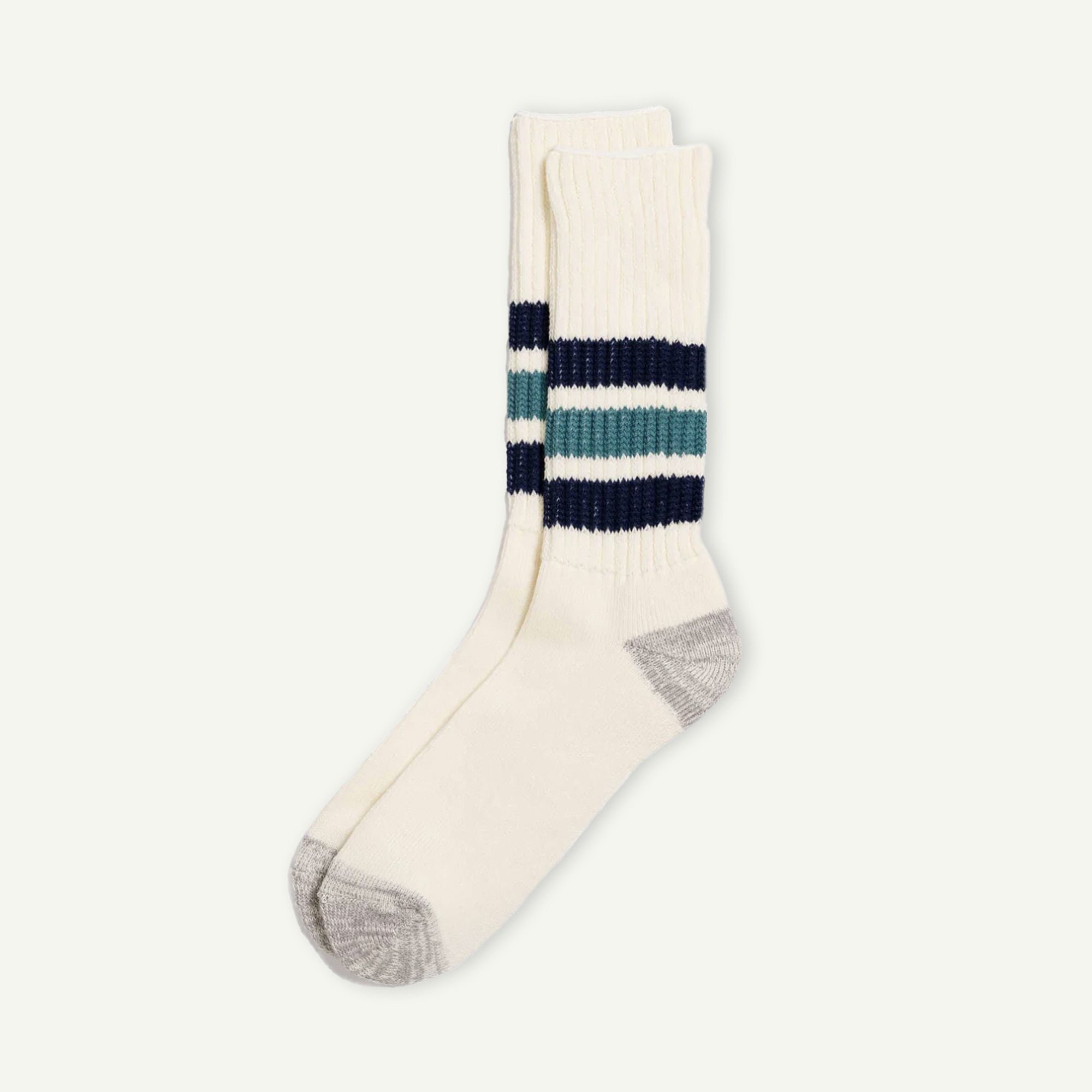 Rototo Navy Blue and Green Striped Socks