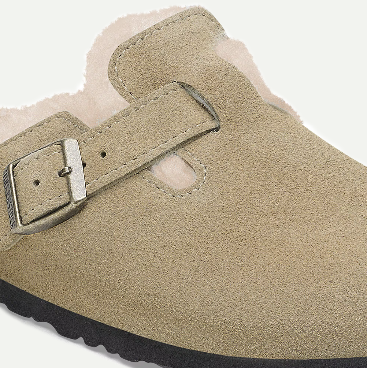 Birkenstock Taupe Shearling Boston Sandal