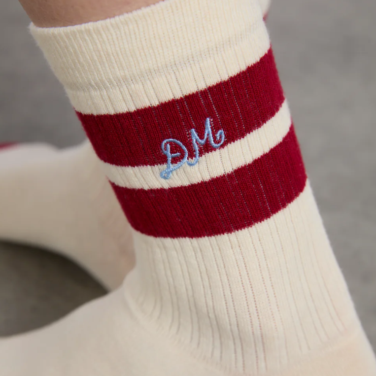 Damson Madder Cream/Red Sporty Calf Length Socks