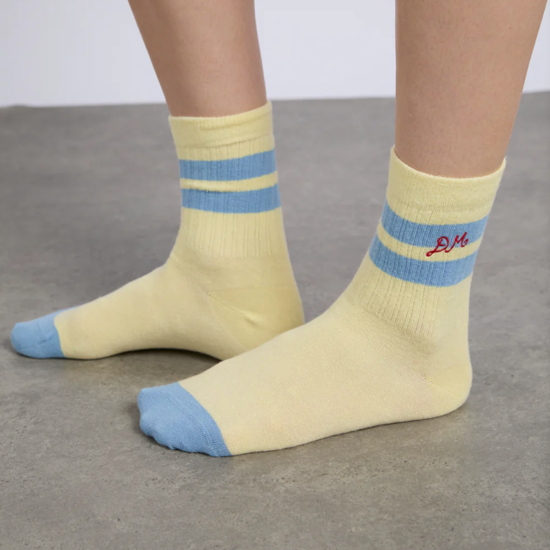 Damson Madder Yellow/Blue Sporty Calf Length Socks