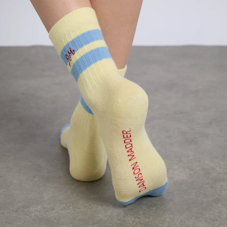 Damson Madder Yellow/Blue Sporty Calf Length Socks