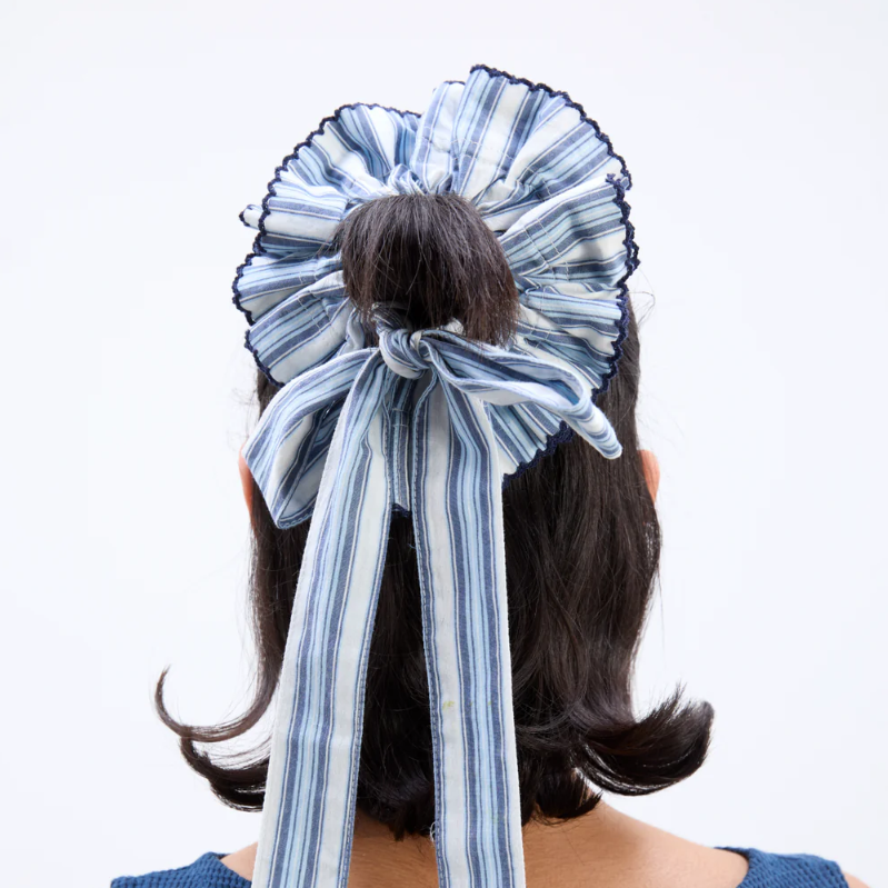 Damson Madder Blue Stripe Garter Bun Wrap